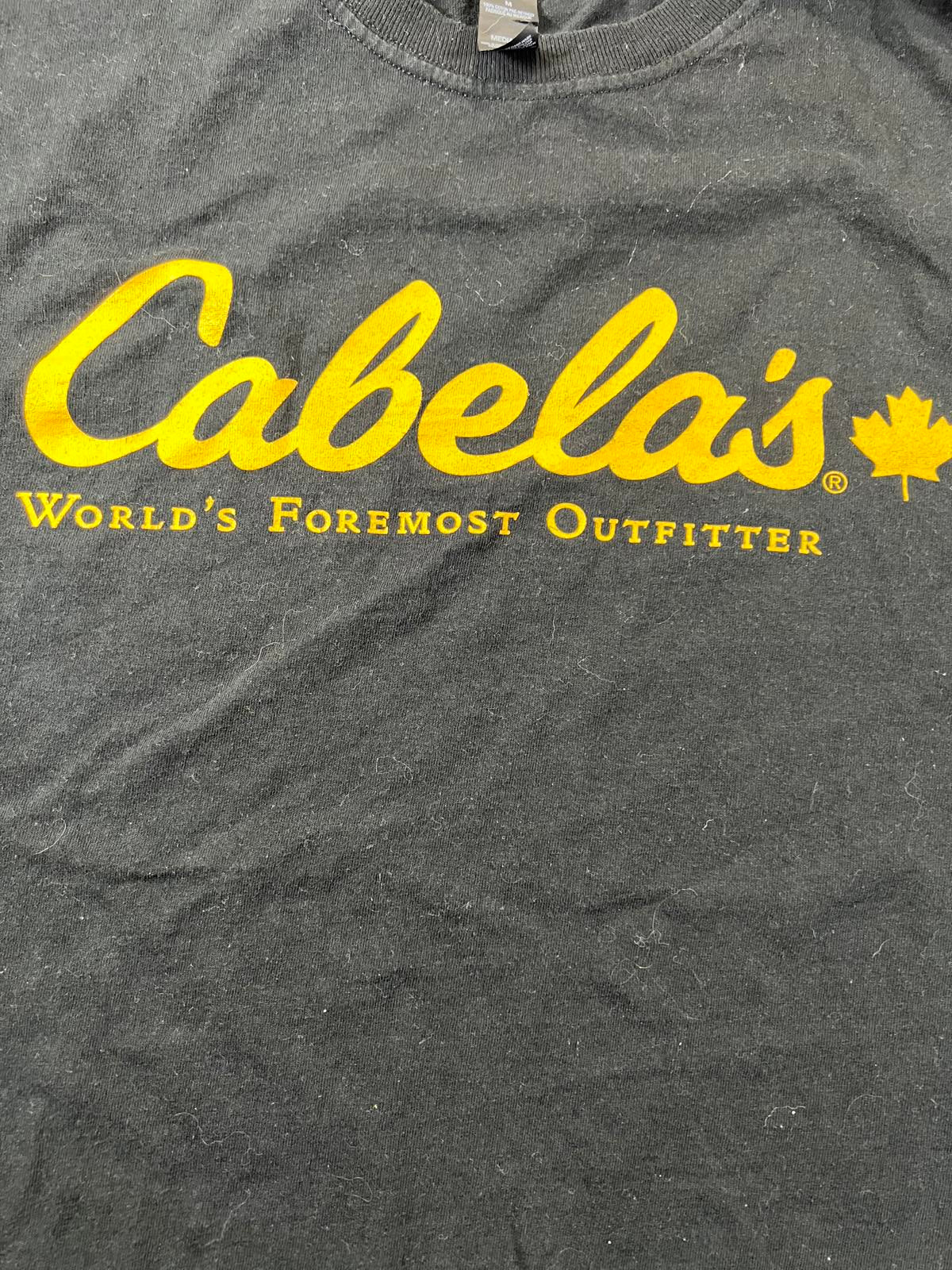 Cabela's Black T-Shirt with Yellow Logo - Medium