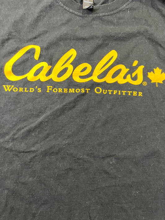 Cabela's Black T-Shirt with Yellow Logo - Medium