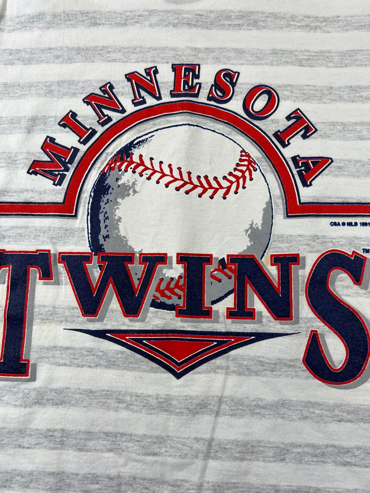 Vintage Minnesota Twins Striped T-Shirt 1991 S