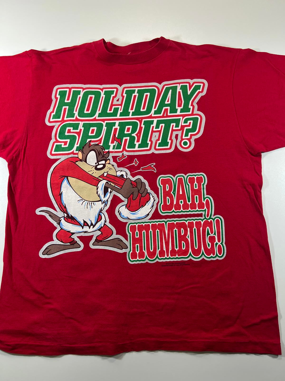 Looney Tunes Holiday Spirit Taz Red Graphic T-Shirt M