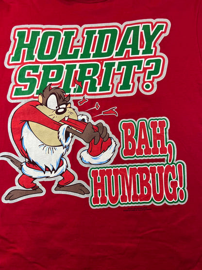 Looney Tunes Holiday Spirit Taz Red Graphic T-Shirt M