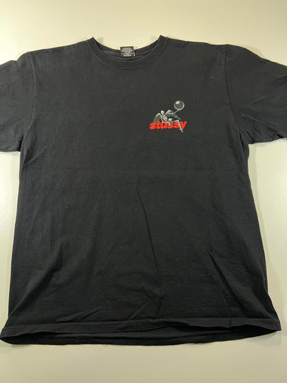 Stussy Black Graphic Skeleton T-Shirt Size L