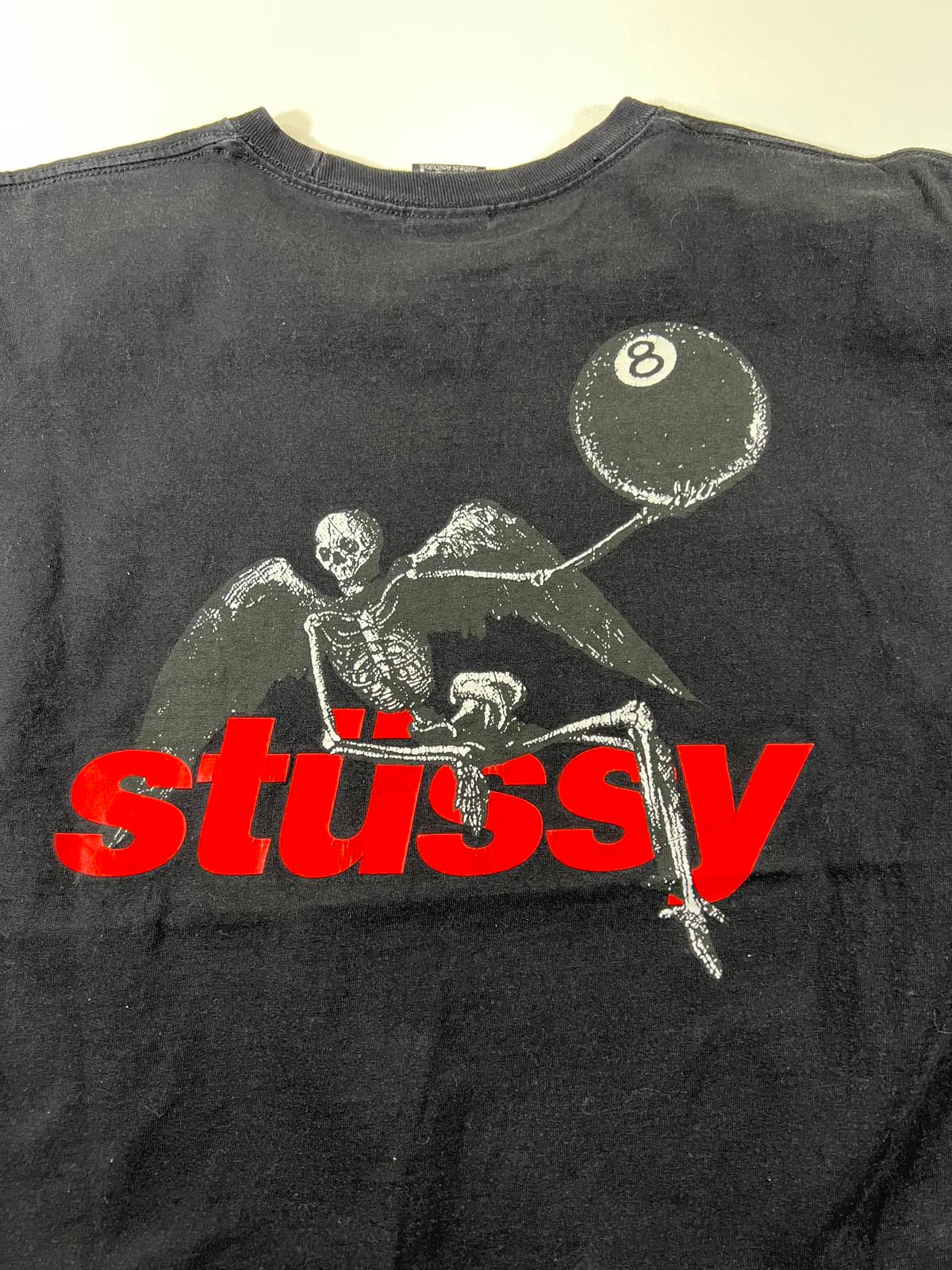 Stussy Black Graphic Skeleton T-Shirt Size L