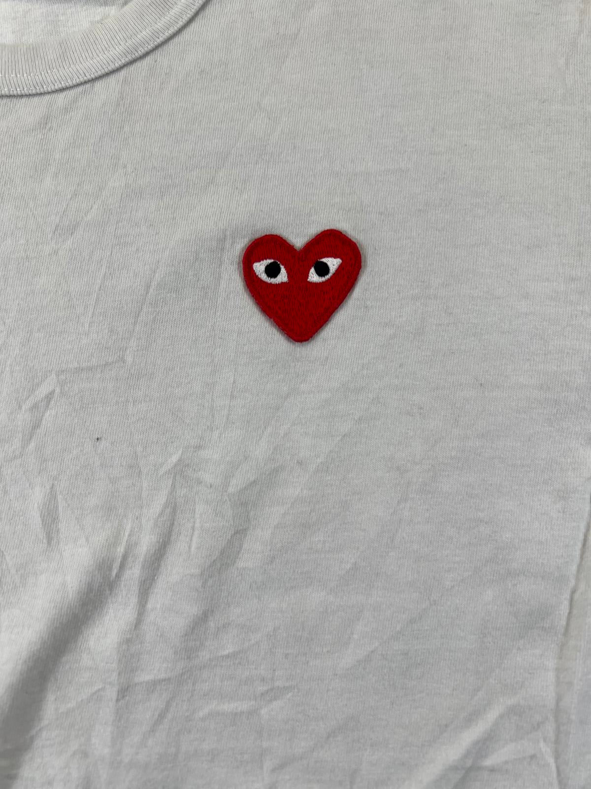Comme des Garçons PLAY White T-Shirt with Red Heart Logo M