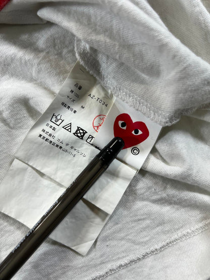 Comme des Garçons PLAY White T-Shirt with Red Heart Logo M