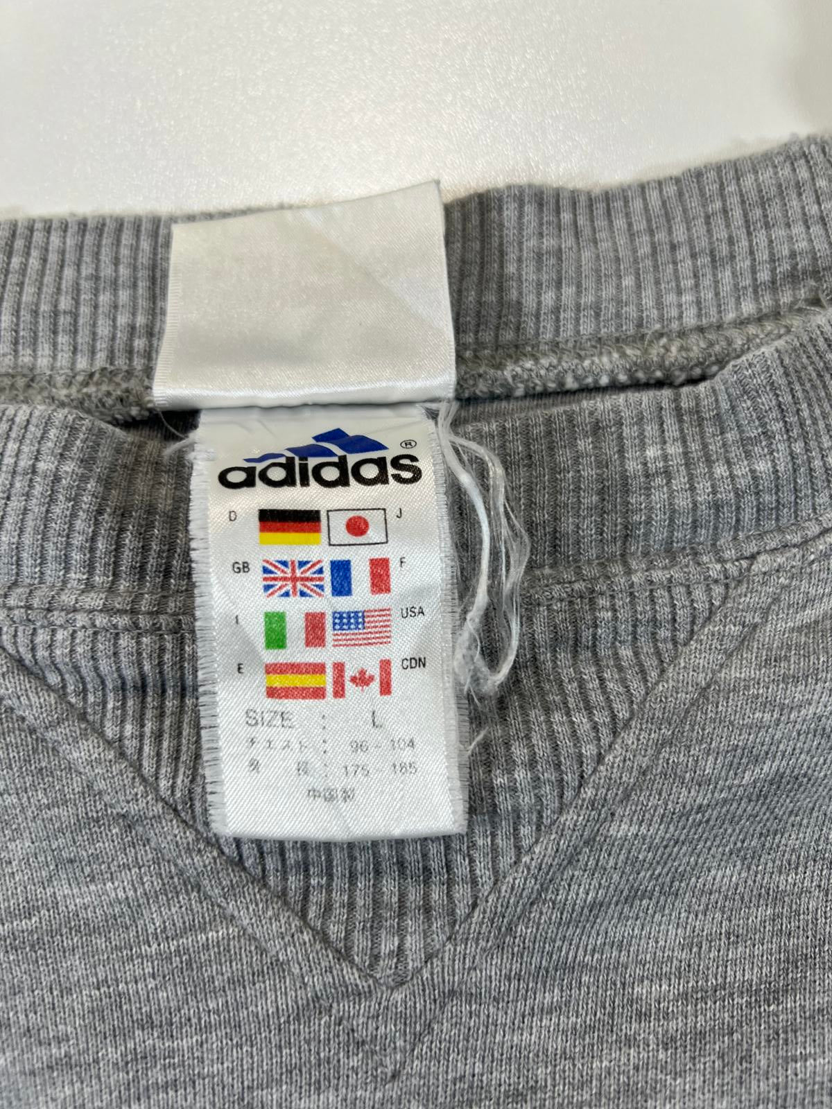 Vintage Adidas Grey V-Neck Sweatshirt