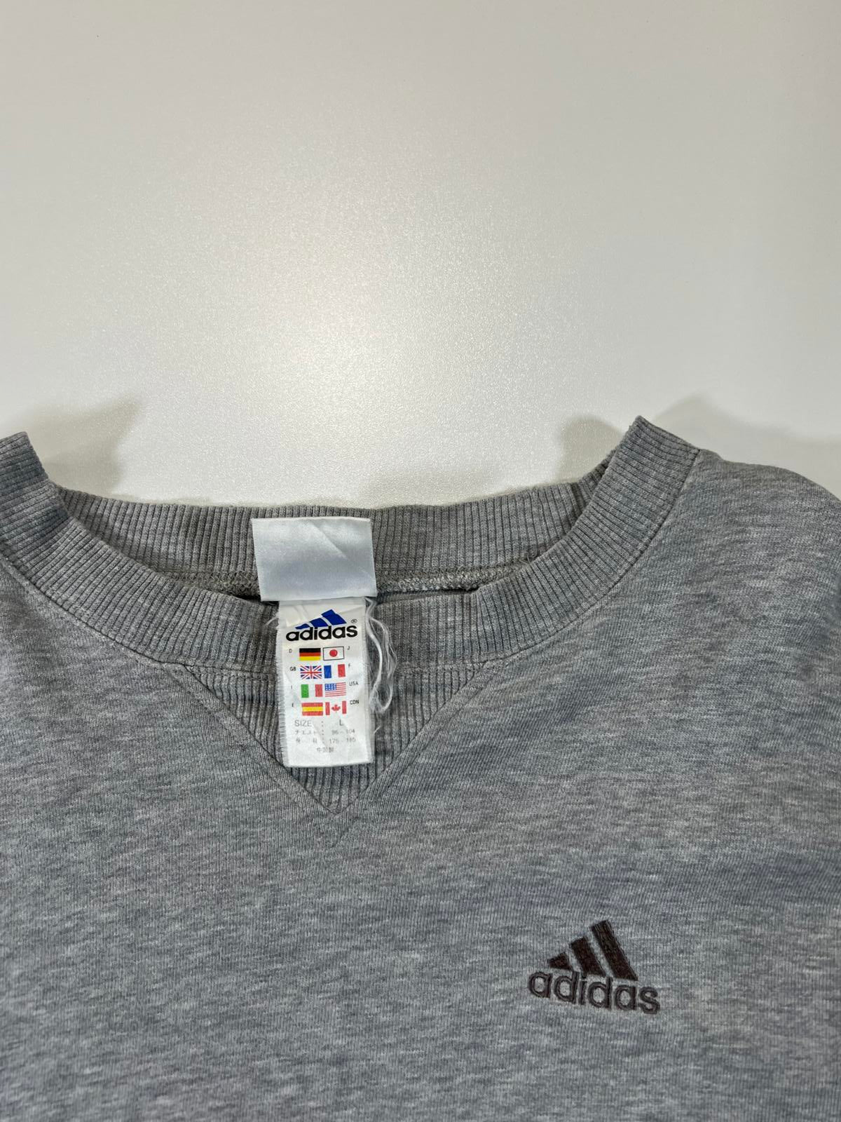 Vintage Adidas Grey V-Neck Sweatshirt