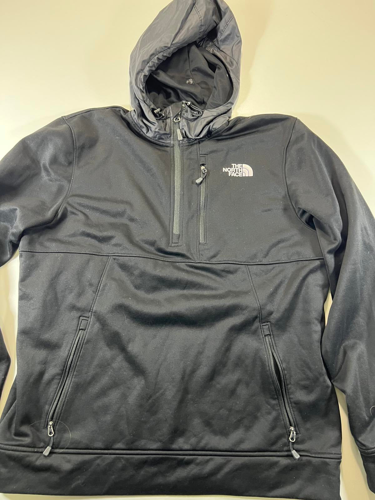 The North Face Men's Black Hooded Pullover Fleece Jacket L