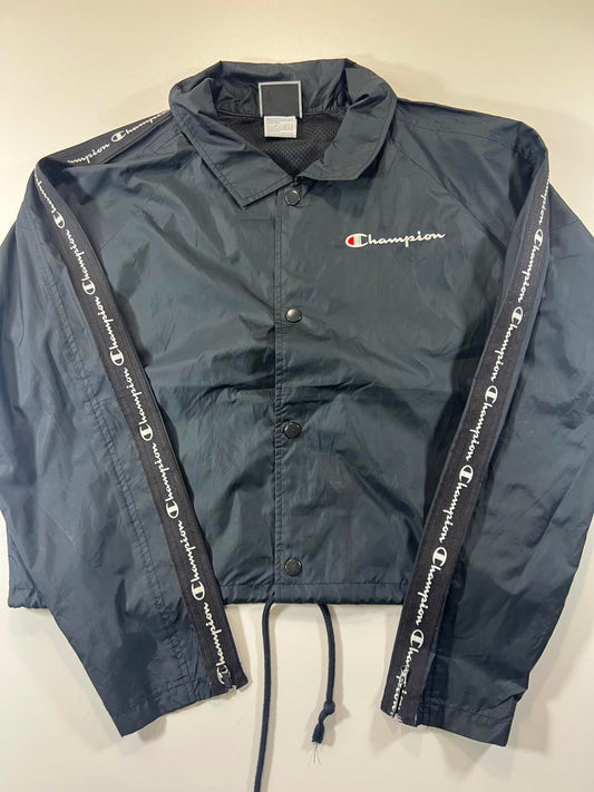 Champion Black Coach Logo Tape Sleeves Women’s Crop Jacket L