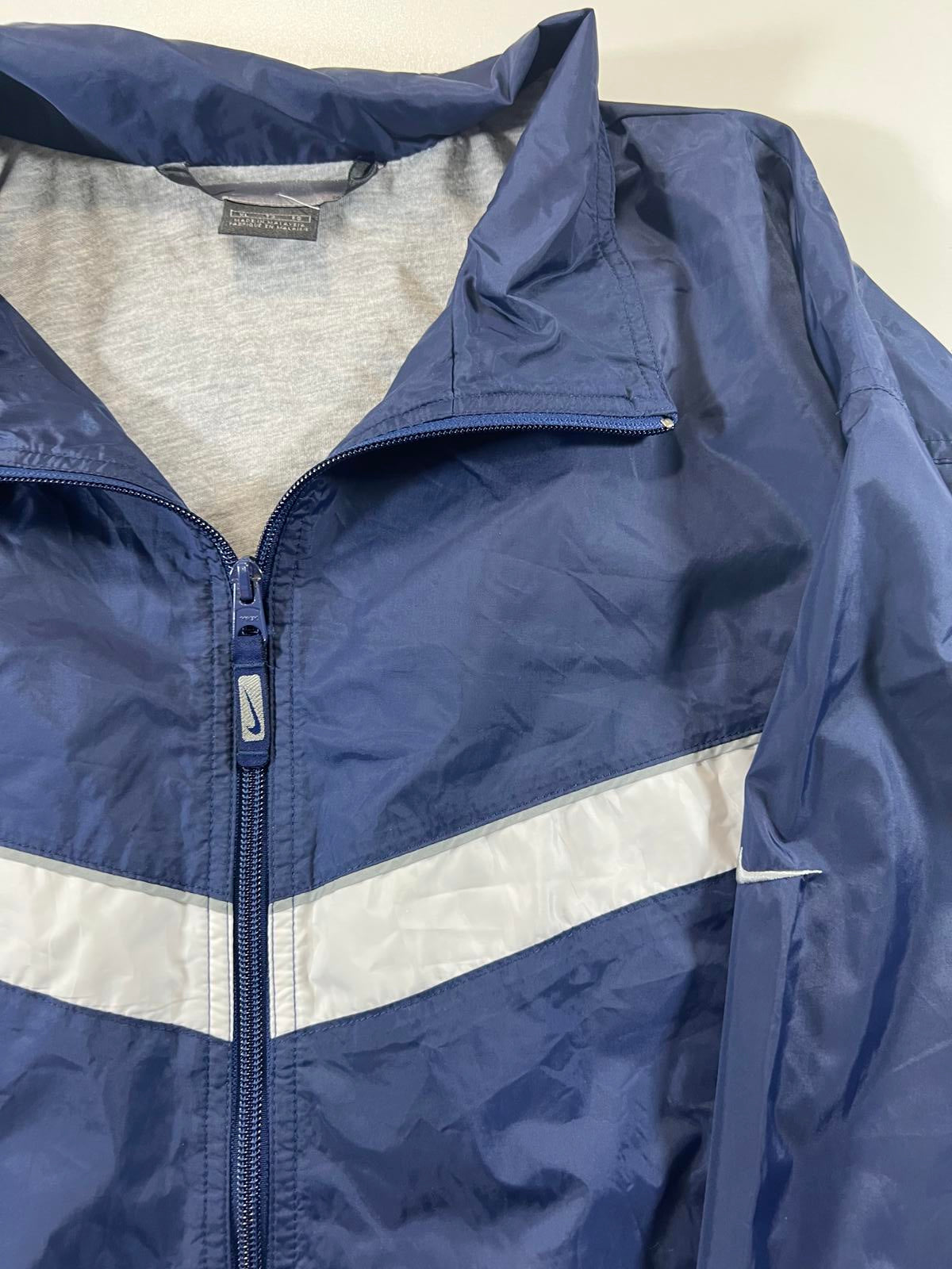 Vintage Nike Navy Blue and White Windbreaker Jacket XL