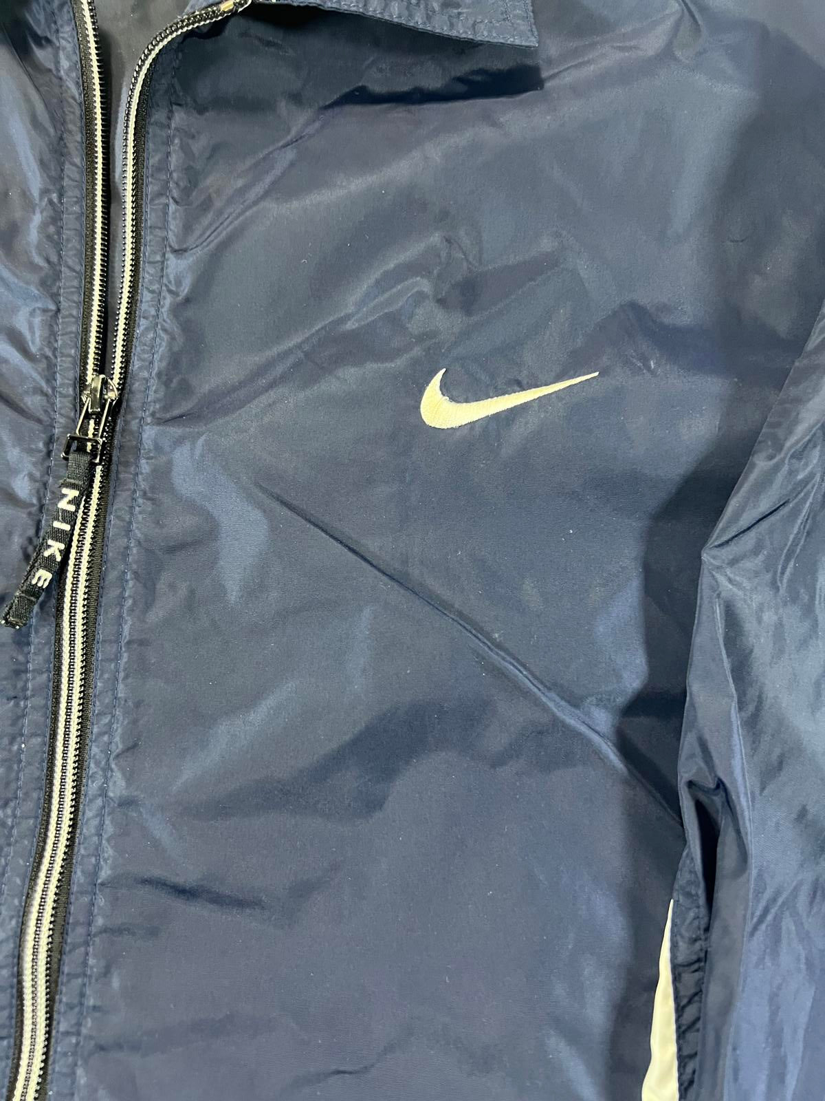 Vintage Nike Navy Blue and White Track Jacket