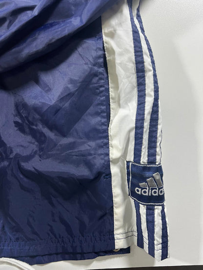 Adidas Navy Blue Windbreaker Jacket with Hood Stripes L