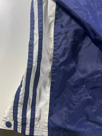Adidas Navy Blue Windbreaker Jacket with Hood Stripes L