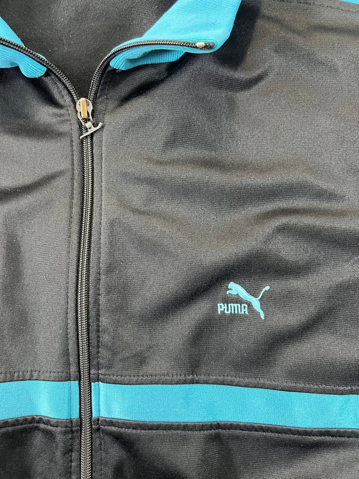 Vintage Puma Black and Turquoise Track Jacket, Size M