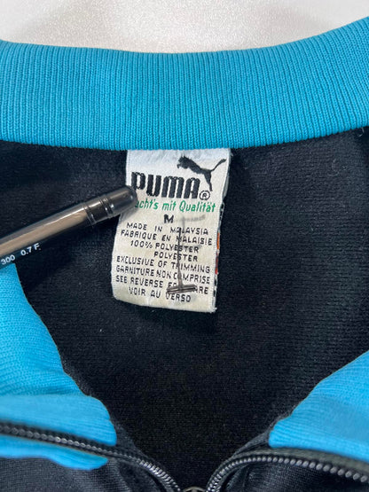 Vintage Puma Black and Turquoise Track Jacket, Size M