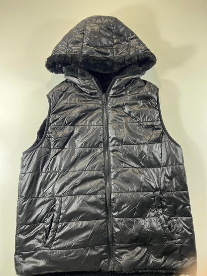 Guess Women's Black Faux Fur reversible insulated Vest XL