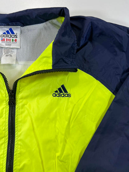 Vintage Adidas Men's Windbreaker Jacket Yellow Navy Size M