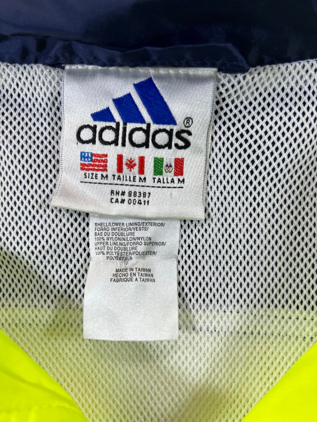 Vintage Adidas Men's Windbreaker Jacket Yellow Navy Size M