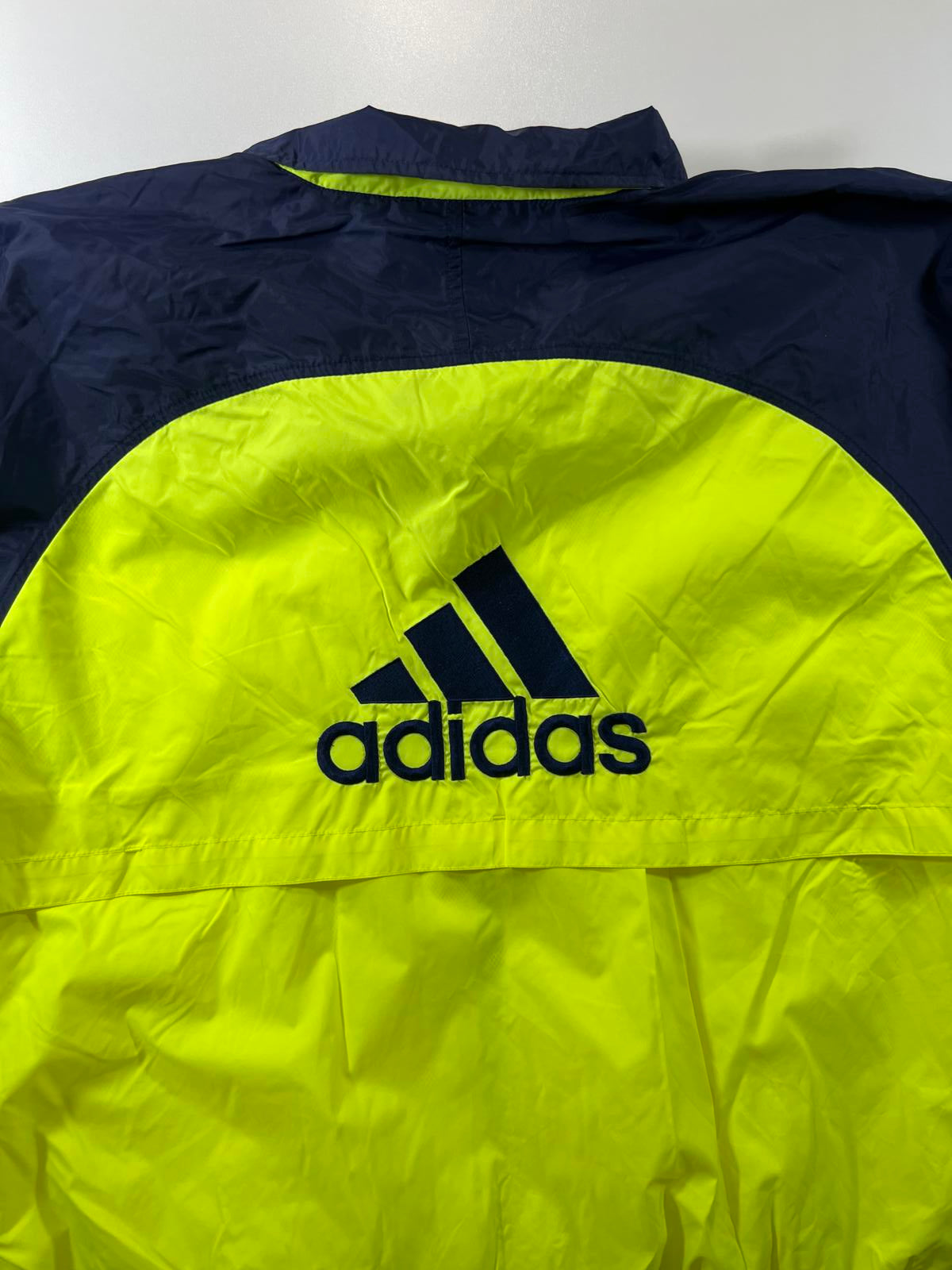 Vintage Adidas Men's Windbreaker Jacket Yellow Navy Size M