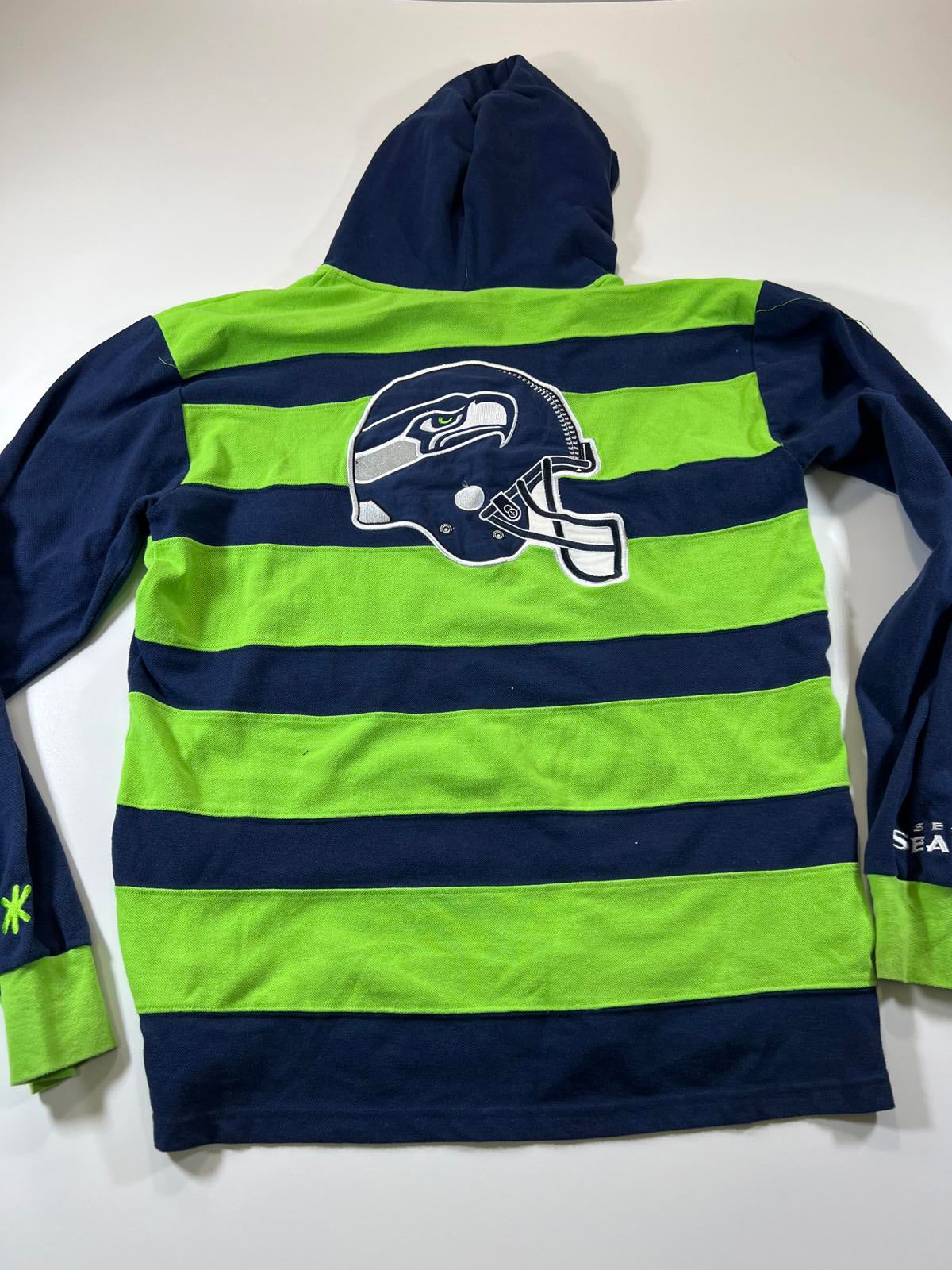 Retro team nfl Seattle Seahawks Striped Hoodie L
