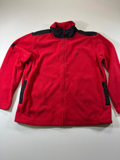 Nautica Red and Black Fleece Jacket with Full Zip