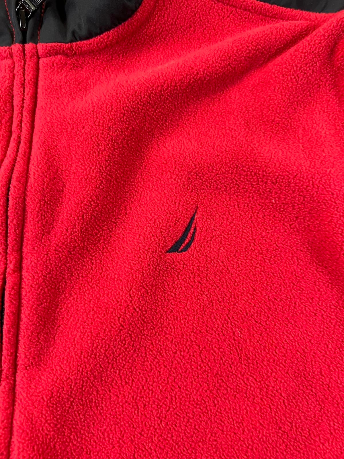 Nautica Red and Black Fleece Jacket with Full Zip