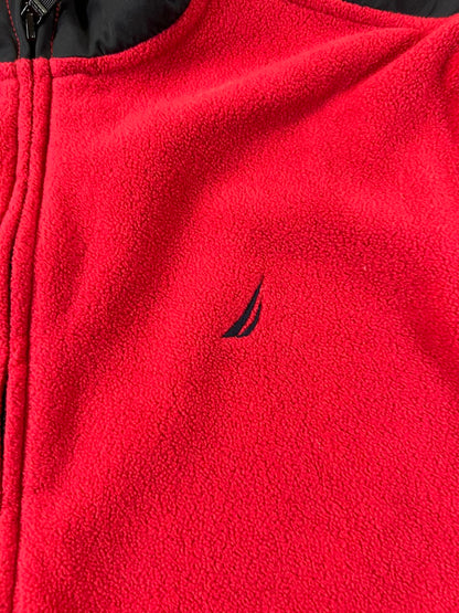 Nautica Red and Black Fleece Jacket with Full Zip