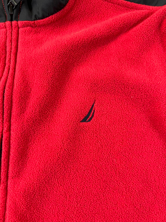 Nautica Red and Black Fleece Jacket with Full Zip