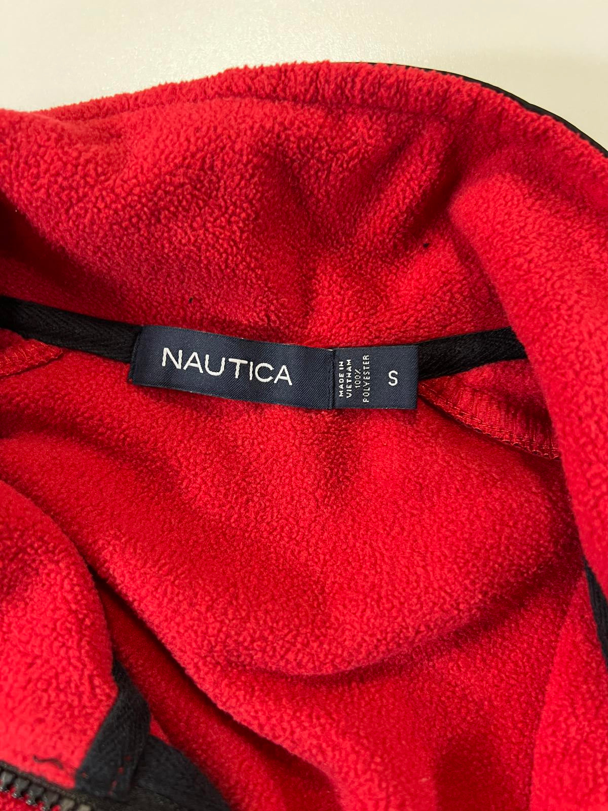 Nautica Red and Black Fleece Jacket with Full Zip