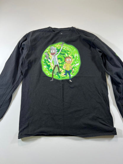Rick and Morty Adult Swim Black Long Sleeve T-Shirt M
