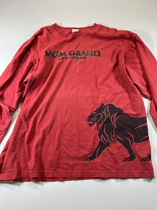 MGM Grand Las Vegas Red Long Sleeve T-Shirt Lion Graphic 2XL