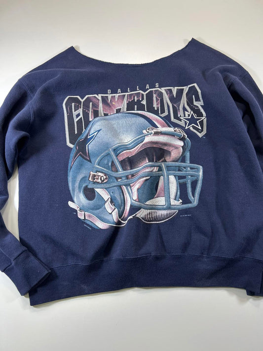 Dallas Cowboys Navy Blue cropped Graphic Sweatshirt L