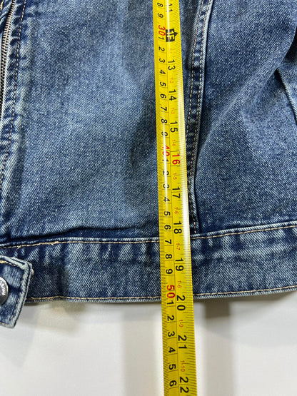 Refuge Denim Blue Cropped Denim Jacket - Size L