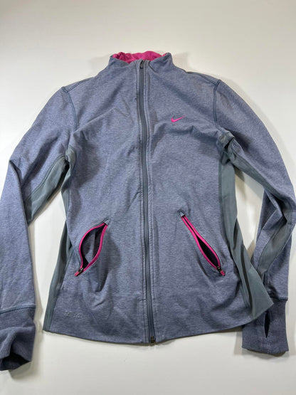 Nike Dri-FIT Grey and Pink Full-Zip Jacket, M