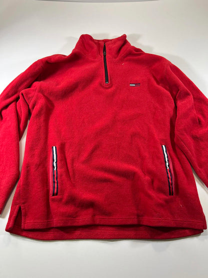 Tommy Jeans Red Fleece Half-Zip Pullover Sweater size L