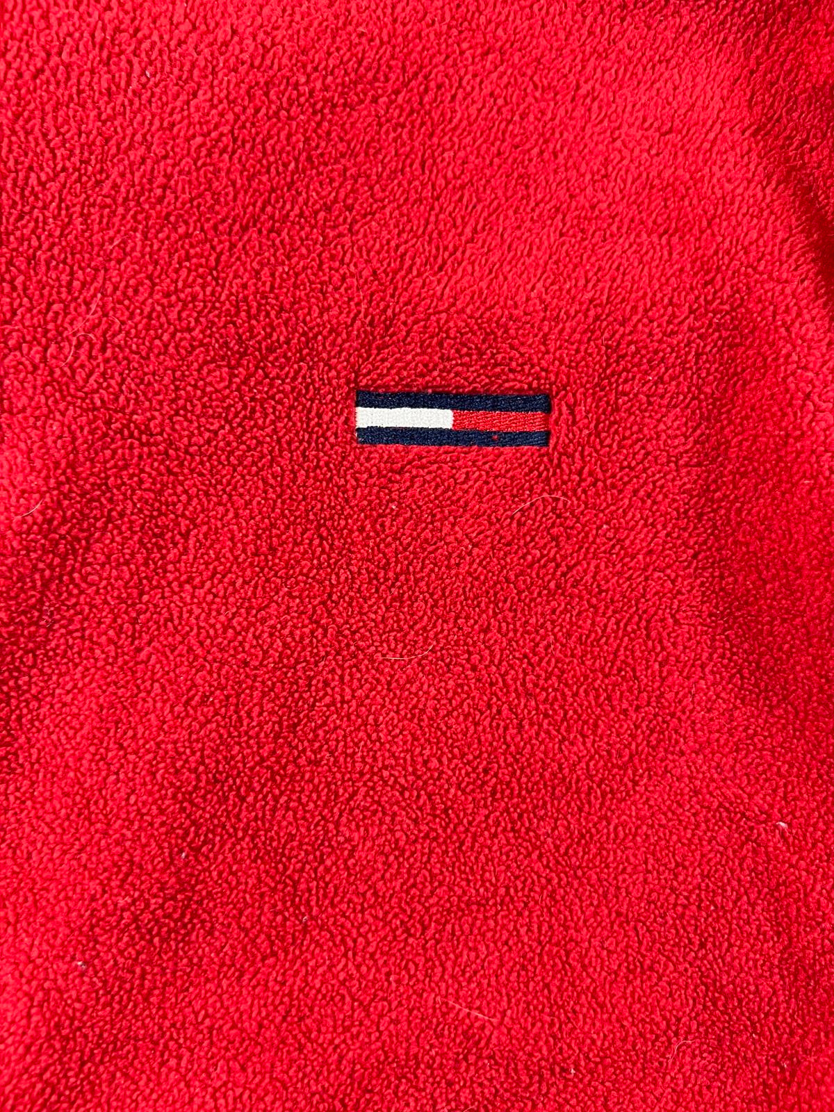 Tommy Jeans Red Fleece Half-Zip Pullover Sweater size L