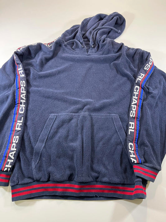 Vintage Chaps RL Navy Blue Hooded Fleece Sweatshirt Size L