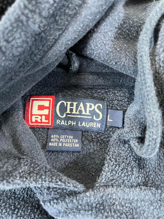 Vintage Chaps RL Navy Blue Hooded Fleece Sweatshirt Size L