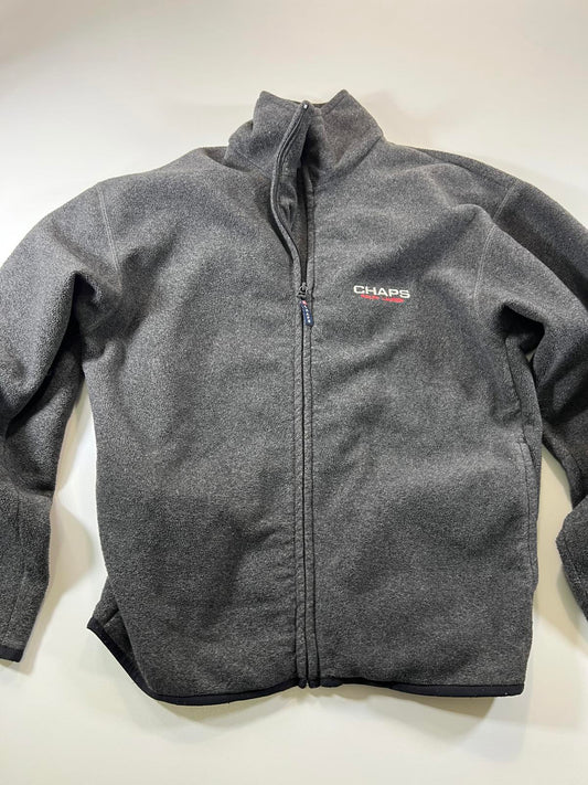 Vintage Chaps Ralph Lauren Grey Full-Zip Fleece Jacket Large