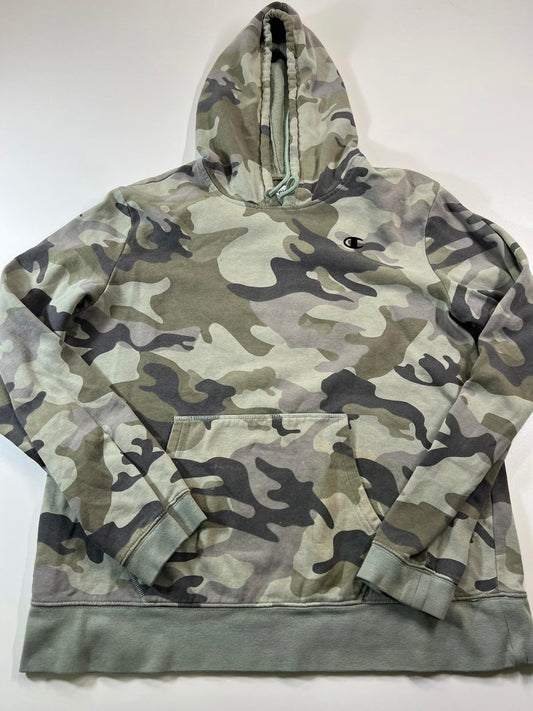 Champion Camouflage Hoodie Sweatshirt Large