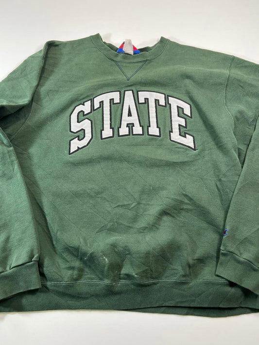 Champion Green STATE Crewneck Sweatshirt L