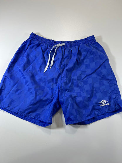 Umbro Blue Checkered Athletic Shorts with Drawstring Waist