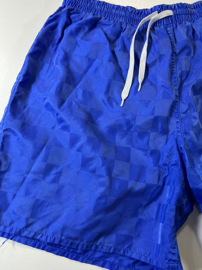 Umbro Blue Checkered Athletic Shorts with Drawstring Waist