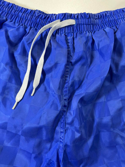 Umbro Blue Checkered Athletic Shorts with Drawstring Waist