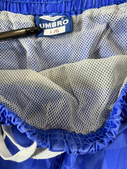 Umbro Blue Checkered Athletic Shorts with Drawstring Waist