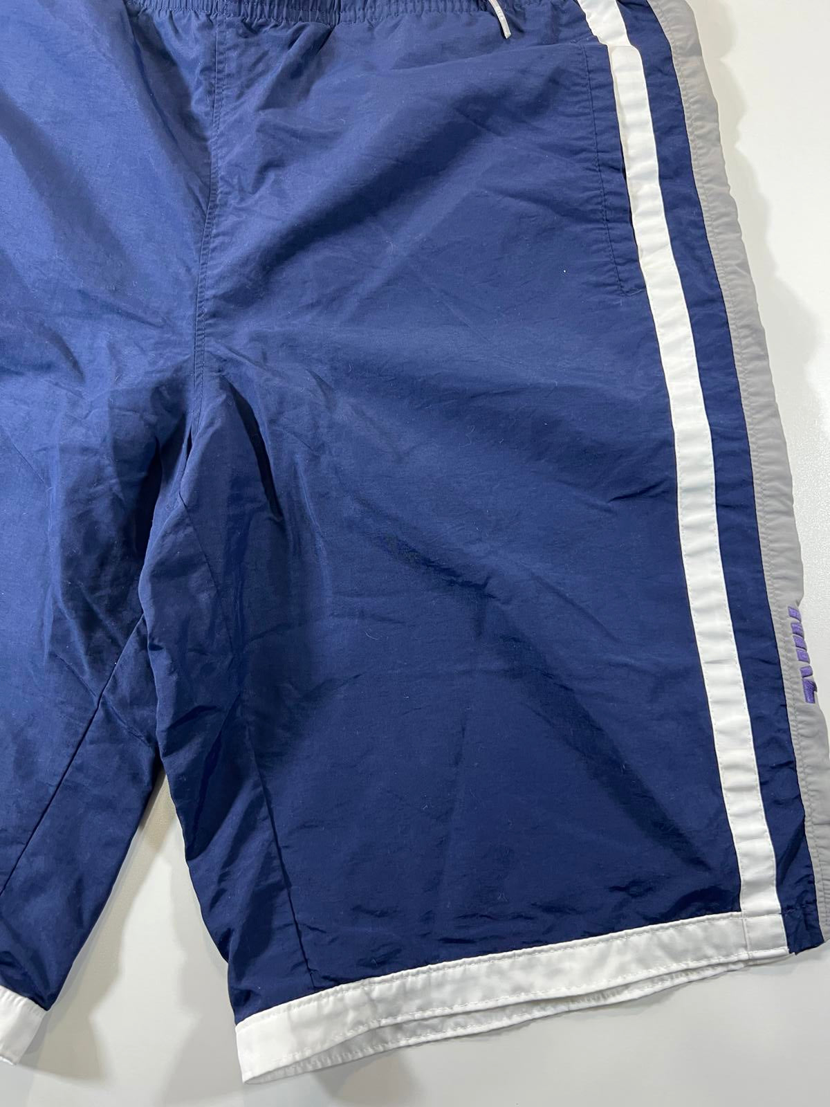 Vintage Nike Men's Navy Blue Athletic Shorts with White Trim