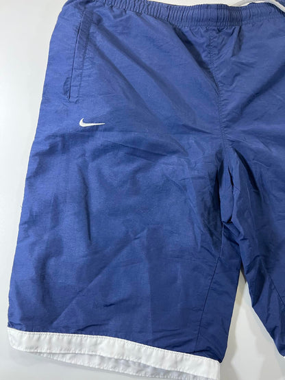 Vintage Nike Men's Navy Blue Athletic Shorts with White Trim