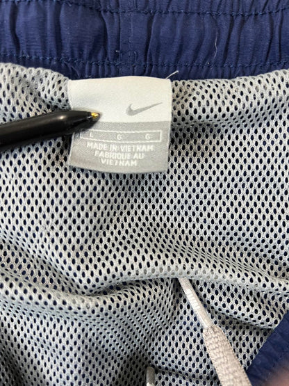 Vintage Nike Men's Navy Blue Athletic Shorts with White Trim