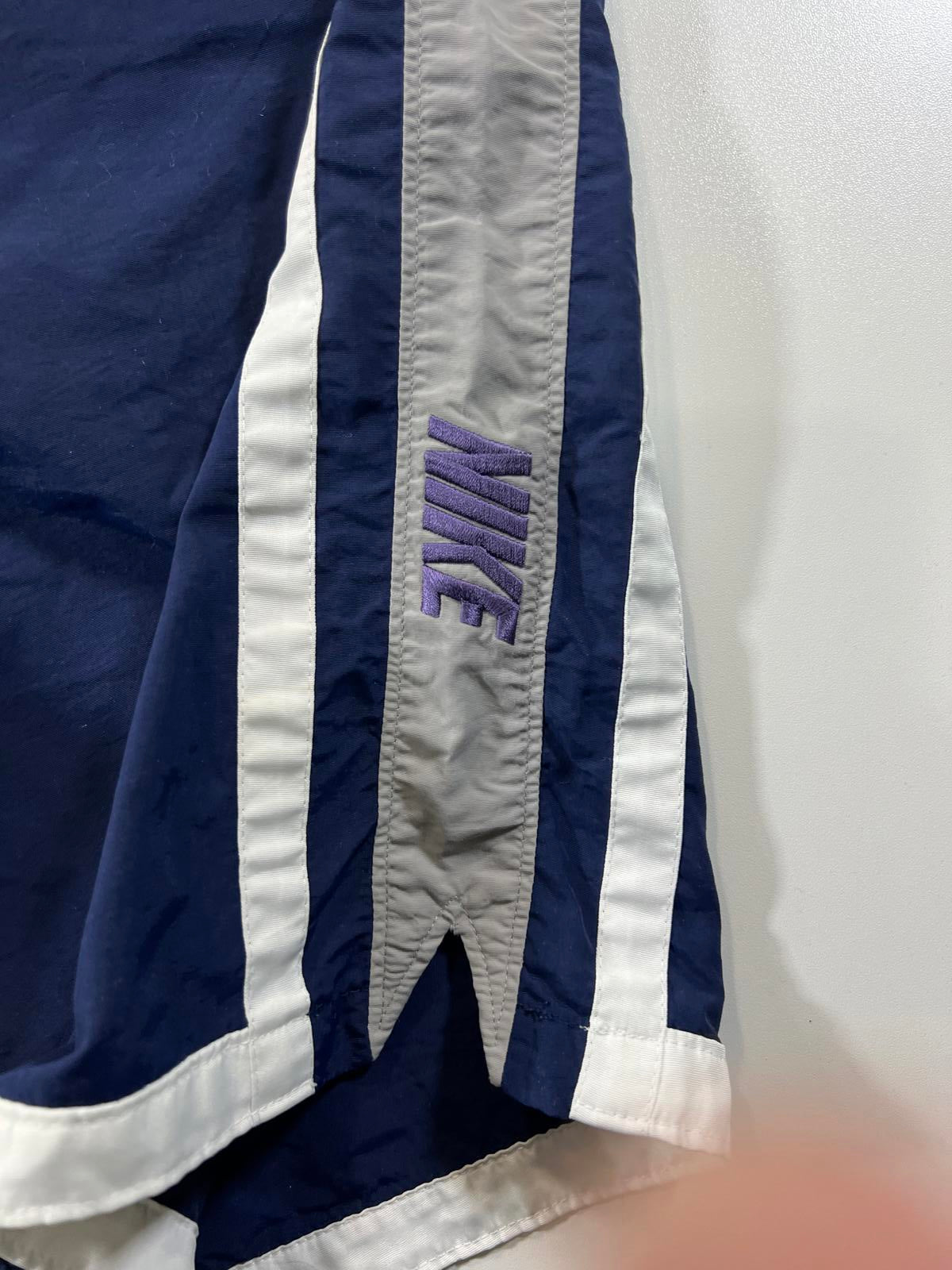 Vintage Nike Men's Navy Blue Athletic Shorts with White Trim