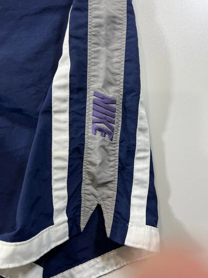 Vintage Nike Men's Navy Blue Athletic Shorts with White Trim